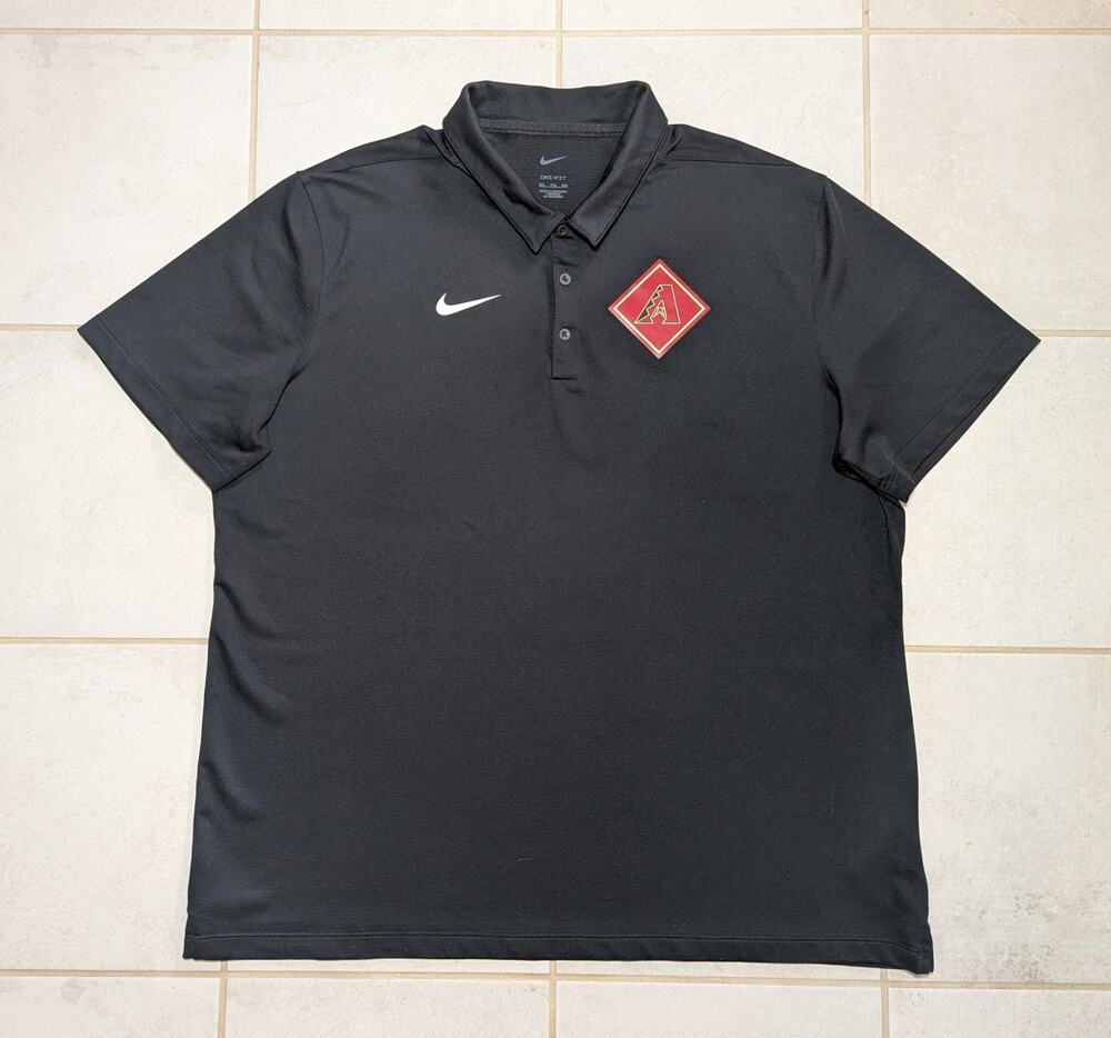 Nike Men's XXL Arizona Diamondbacks Polo Shirt Black MLB Baseball Short Sleeve